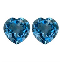 Natural London Blue Topaz Heart Pair {Flawless-VVS