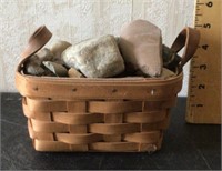 Longaberger basket with rocks