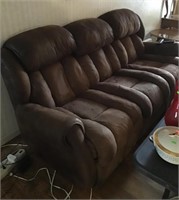 Brown microfiber power reclining sofa