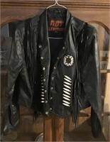 Ladies fringed leather riding jacket size XXL