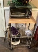 Small rolling kitchen cart and contents