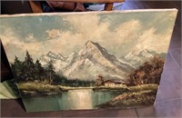 Oil on canvas mountainscape --no frame