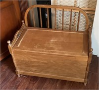 Kids toy storage bench and contents