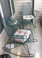Metal patio rockers with wood table