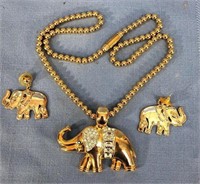 Elephant Earrings & Necklace