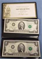 2 Two Dollar Bills Unc. 2003