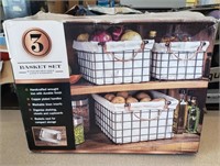 3pc. Basket Set w/ Removable Linen Inserts