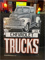 25 x 34” Wooden Hand-Painted Chevrolet Sign