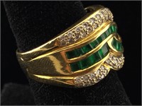 18K Emerald Diamond ring $4,830