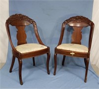 2 Hip Rest Mahog. Parlor Chairs 34"h
