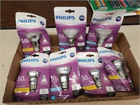 (7) Phillips 50w Classic Glass LED Light Bulbs