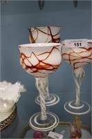 LOT OF ART GLASS CANDLE HOLDERS
