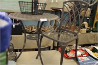 WROUGHT METAL PATIO TABLE W/CHAIR