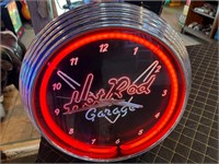 15” Round Neon Hot Rod Clock