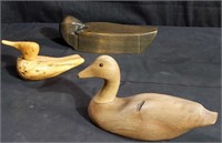 Group of 3 hand crafted wooden ducks