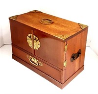 Chinese Fitted Mahogany Jewelry Case