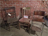 Two Wooden Chairs, Chrome Chair