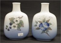 Two Royal Copenhagen floral decorated vases