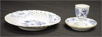 Meissen blue & white egg cup & plate