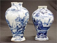 Two 19th century Delft blue & white vases