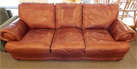 Large Leather Burgundy Brownish Sofa Beautiful