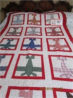 Multi Color Small Quilt, Hearts, Planes