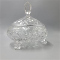 Footed Covered Crystal Candy Dish