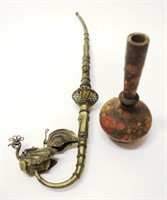 Middle Eastern decorated metal Opium Pipe