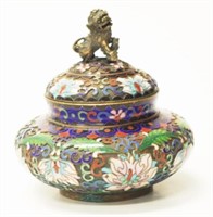Good Chinese decorated lidded enamel bowl
