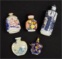 Collection five Chinese decorated Snuff Bottles