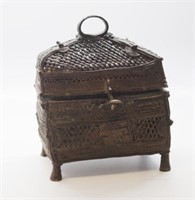 Bronze chest cricket cage hinged lid & clasp