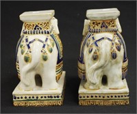 Two Oriental glazed ceramic elephant figures