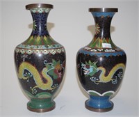 Pair Chinese cloisonne 'Dragon' Table Vases