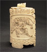 Large good Japanese carved ivory box