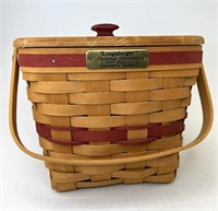 Longaberger  Cranberry with Protector and lid