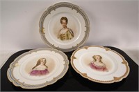 Sevres porcelain plates of historical females 3pcs
