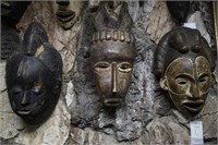 3 African Wood Carved Tribal Masks