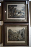 Two 'American Hunting Scenes' Colored Engravings