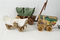 3 Vintage western covered wagon lamps &  wagon
