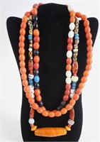 Three Trade bead Native American Necklaces