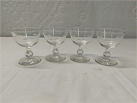 Set of 4 Etched Dessert Glasses
