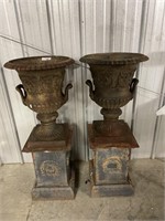 19th century cast iron Handyside urn and plinth