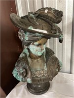 Antique La Conotiere lady in hat bronze bust