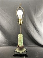 19th century Chinese carved jade forest  lamp