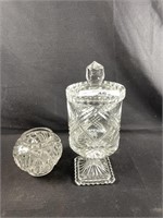 Lead crystal sugar bowl and covered candy dish