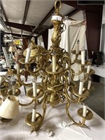 Brass Triple Tiered Chandelier - 18 Lights