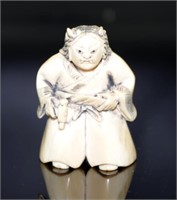 Japanese carved ivory Samurai netsuke