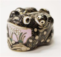Chinese enamel frog with young figure