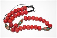 Indian coral and bead necklace