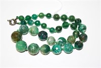 Chinese green hardstone faceted necklace